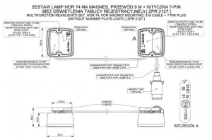 Zestaw lamp zespolonych diodowych 12-24V z wtyczka 9mb